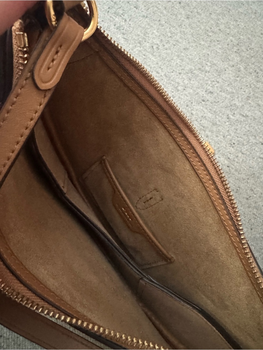Polo by Ralph Lauren Caramel Calfskin Crescent Shoulder Bag with Gold Hardware - Picture 7 of 9